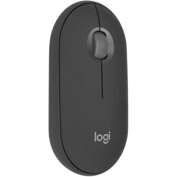   (graphite) Logitech Pebble 2 M350s - Slim Bluetooth mouse, customizable button, supports pairing with 3 devices.    